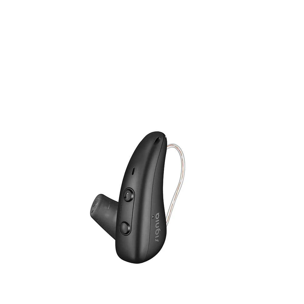Official Signia Orion Charge and Go black RIC hearing aid