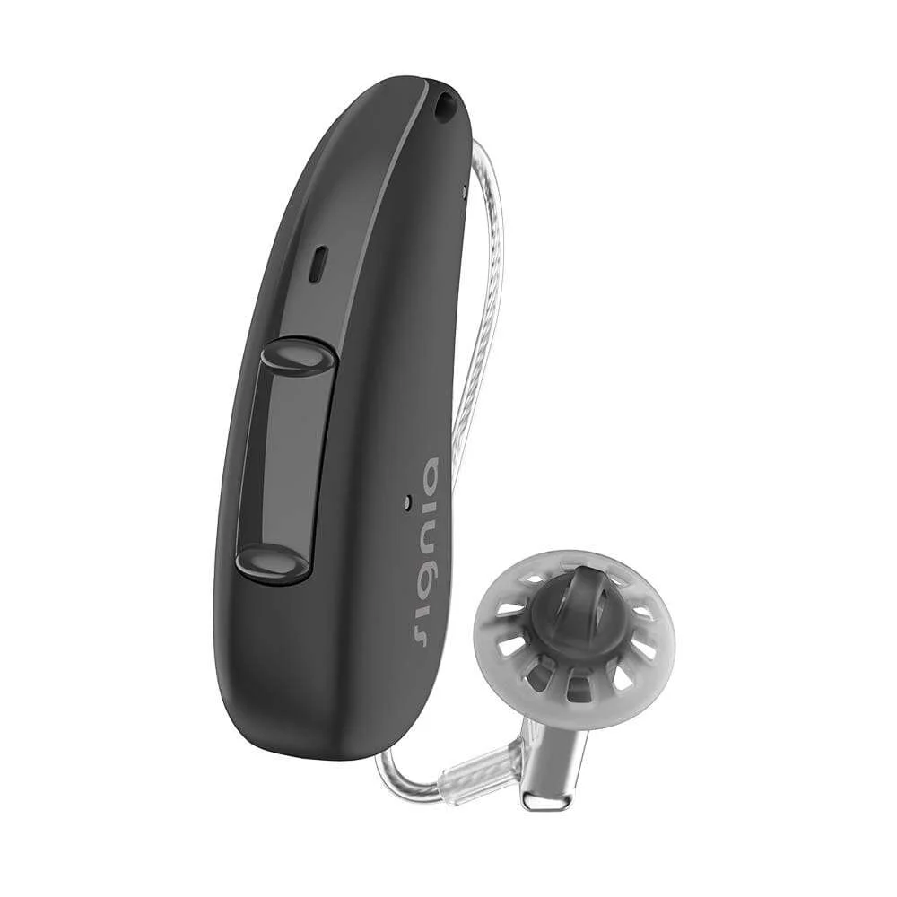 Official Signia Pure Charge and Go AX black hearing aid